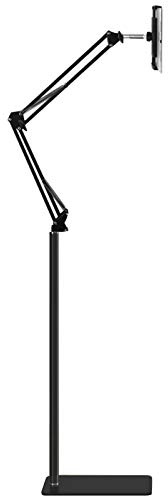 Support de sol pour tablette, clips de rotation à 360 °, col de cygne, bras réglable en hauteur, support de téléphone pour tablette/téléphone de 4 à 11 pouces pour smartphone, phablets, liseuses et