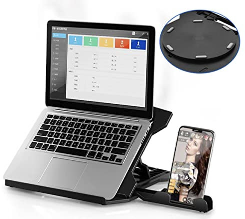 Orco Laptop Stand with Phone Holder and 360°Adjustable, Compatible with All Laptops/MacBook 13 15 17 (Black)