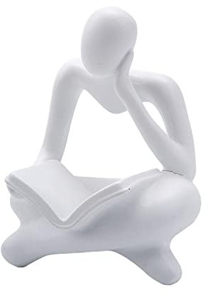 MagiDeal Reader Statue Home Decor Collectibles Mini-Ornament im nordischen Stil für Desktop-Kamin, Weiß