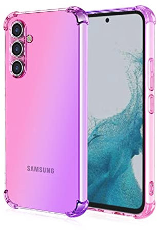 EASSGU Custodia per Samsung Galaxy A54 5G (6.4 Inches), Cover Silicone TPU Colore Sfumato Trasparente, Custodia per Telefono Antiurto e Antigraffio - Rosa Viola