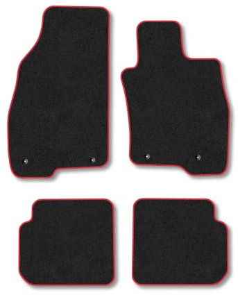 Alfa Romeo Mito (2008-2018) Carpet Car Mats | Red Edge Trim Tailored Fit Floor Mats Full Coverage Protection Accessories Easy Clean Anti Slip Made in the UK