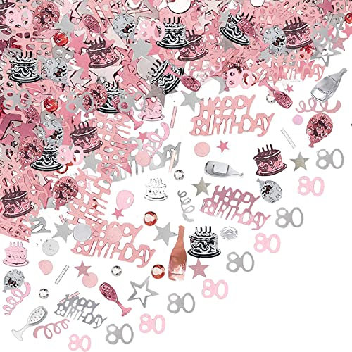 80.Geburtstag Dekorationen Konfetti Probuk Roségold Zahlenkonfetti Tischdeko Streudeko,Glitter Geburtstag Konfetti Tischdekorationen für Geburtstag Frau Mann JubiläUm Party Geschenk Tasche
