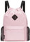 WANDF Rucksack mit Kordelzug, Sporttasche mit Schuhfach, wasserabweisender String-Rucksack Cinch für Damen Herren (Groß,Rosa)