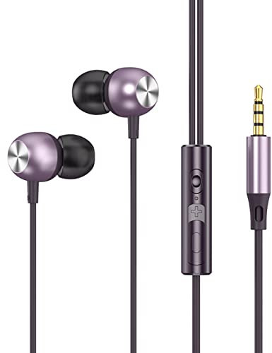 ohfruit Écouteurs filaires, 3,5 mm de diamètre, qualité durable, son sans perte de qualité, écouteurs intra-auriculaires stéréo Surround Violet