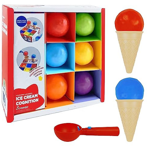 EIS Spielzeug Für Kinder (9 Pcs) - Multi Color Eiscreme Set Gespielt für Kleinkinder Ab 3+ Jahren Jungen und Mädchen-Outdoor Eisdiele and Kaufladen Zubehör-Pretend Play Eiscreme Spielzeug