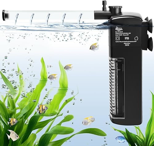 AQQA Filtro interno de acuario ajustable, filtro interior de acuario de 8,5 W con bomba de agua de 650 l/h, para acuario de hasta 300 l