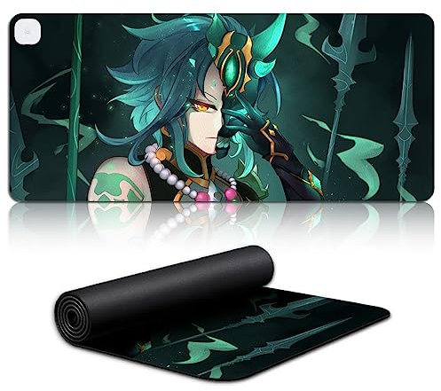 Tappetini per Mouse caldi Genshin Impact Xiao Keyboard Desk Mat personaggio del gioco Big Mousepad XXL (33x80cm) Con 3 modalità di riscaldamento