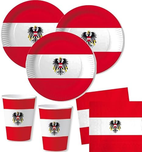 Österreich Party Deko Set 60 Teile für 20 Personen