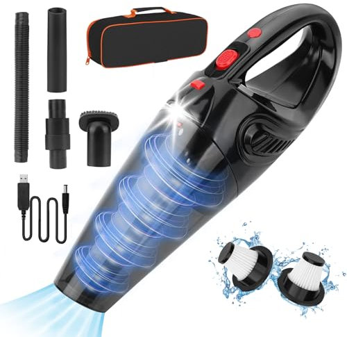 UXWEN Akku-Handstaubsauger, Auto-Staubsauger mit leistungsstarker Saugkraft, 8000Pa Handstaubsauger mit Waschbar HEPA-Filter, Handsauger Staubsauger für Auto, Haus, Tierhaare