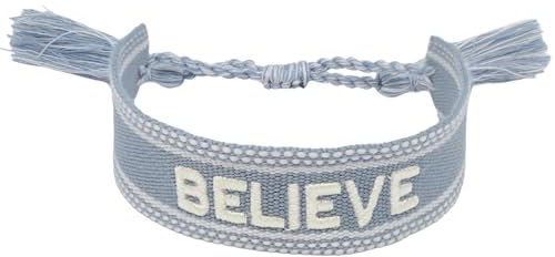 Selfmade Jewelry Armband Damen Stoff, Gewebtes Armband Stoff, Boho Armband Damen, Geschenk Muttertag (BELIEVE)