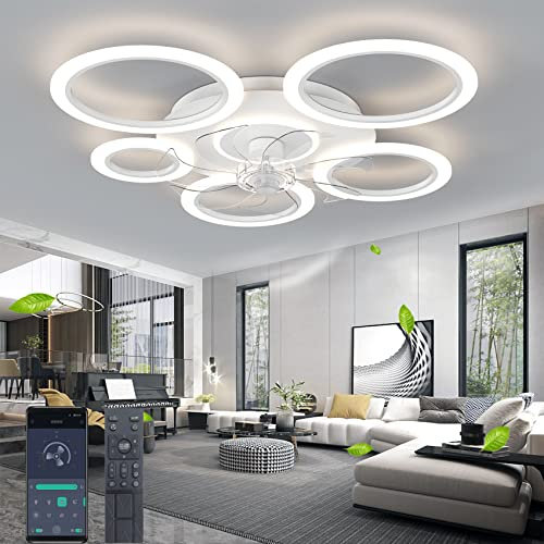 90cm（35.43）ventilatore da soffitto con luce, plafoniera silenziosa con telecomando, plafoniera dimmerabile da 70W con timer di ventilazione con luce del ventilatore, camera da letto-soggiorno