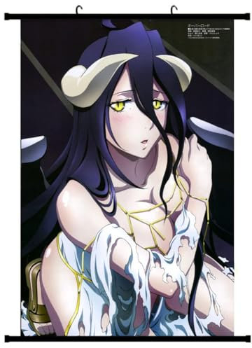Overlord Anime Wall Scroll Poster Albedo Anime 3D Drucke Charakter Muster Scroll Poster Kunst Decor Leinwand (Typ8)