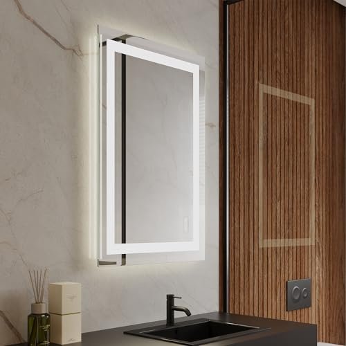Royalty LED Bathroom Mirror - Backlit & Front Lighted Bathroom Vanity Mirror - Stepless Dimmable, Smart Memory (24 x 36)