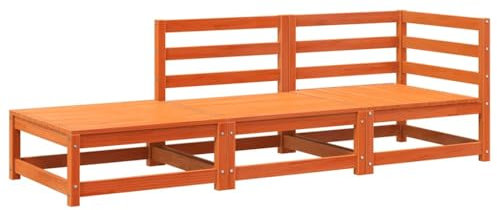 vidaXL Gartensofa mit Fußhocker 2-Sitzer Wachsbraun Massivholz Kiefer