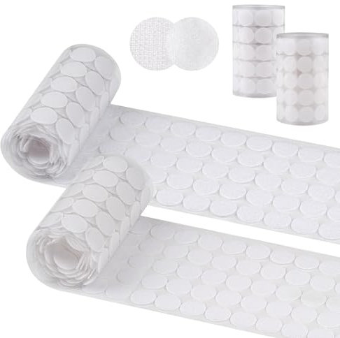 Klettpunkte Selbstklebend, 600 Stück, 20mm, Klett Klebepunkte, Rund Doppelseitig Klebende Klettverschluss, Rund Klettband Klettstreifen für Schule Lernmaterial, Weihnachtskarten, Klettmappen, Weiß