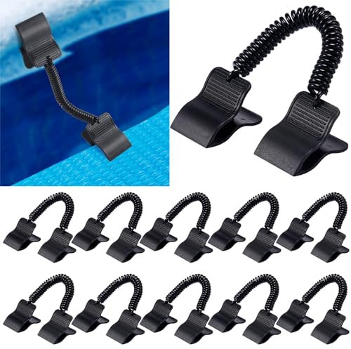 Briwooody 12 Pcs Swimming Pool Cover Clips for Above Ground Pools Cover Clips Solar Cover Reel Attachment Kit Wind Guard Swimming Pool Cover Clamps Black for Swimming Pool Winter Cover Clips