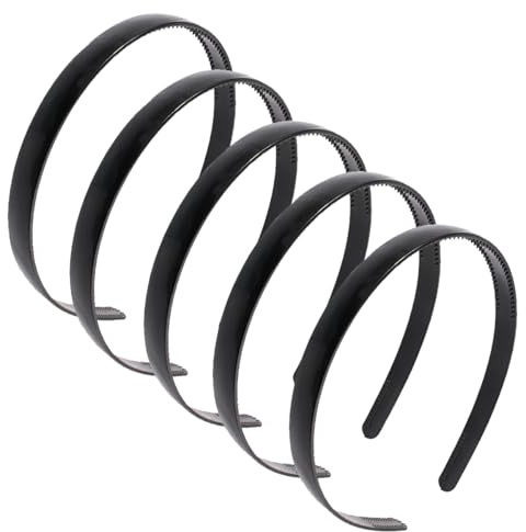 Visxcnu 6 Stück Haarband, Schwarz Plastik Haarband, Rutschfestes Stirnband mit Anti-rutsch Zähne für Mädchen Damen Plain Stirnbänder DIY Haarbänder Stirnbänder 10 mm Breit（Schwarz）