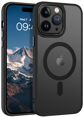 DUEDUE Cover Magnetica per iPhone 14 Pro Max 6.7[Compatibile con MagSafe], Custodia Opaca per iPhone 14 Pro Max Case con Pulsante metallico Ultra-Sottile TPU Silicone Anti-Scivolo, Nero