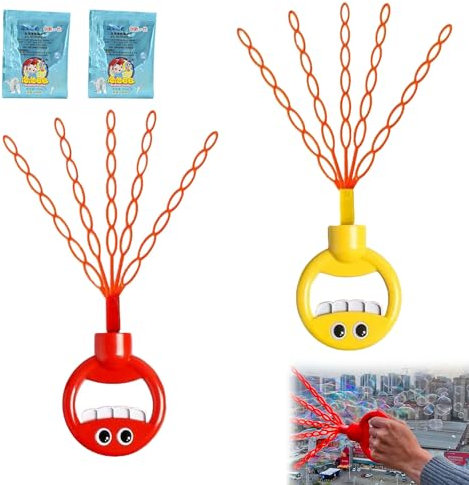 2Pcs 32 Hole Smiling Face Bubble Stick with Bubbles Refill, Blasen Spielzeug mit 32 Löchern, 2024 Neue Kinder Bubble Zauberstab Spielzeug, Gartenspielzeug Hochzeit Gastgeschenke