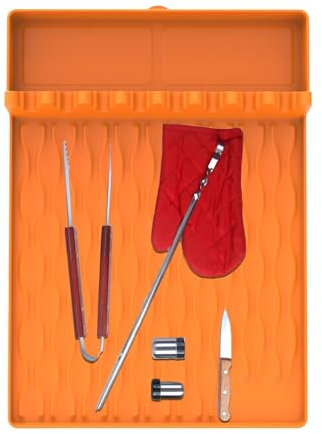 Pokronc Tapis de cuisson en silicone pour barbecue - Résistant à la chaleur - Pour bouteilles d'huile, pots d'assaisonnement, baguettes