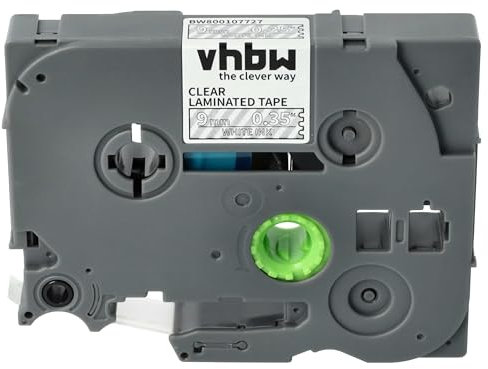 vhbw 1x Schriftband-Kassette Ersatz für Brother TZE-125 für Etiketten-Drucker 8m x 9mm Weiß auf Transparent