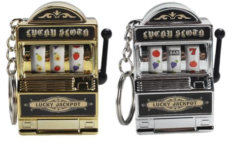 WeddHuis 2 Stück Mini Glücksspiel Spielautomat Schlüsselanhänger,Mini Casino Glücksbringer Jackpot Schlüsselanhänger,Kreativer Autoschmuck Schlüsselanhänger Kids Funny Gag Toys für Junge Männer