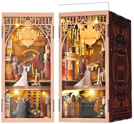 MiniCity Book Nook Kit Buchstützen DIY Miniatur Haus 3D Puzzles Holz Book Nook für Erwachsene Modellbausatz Weihnachten Geburtstag Geschenke (Phantom of The Opera)