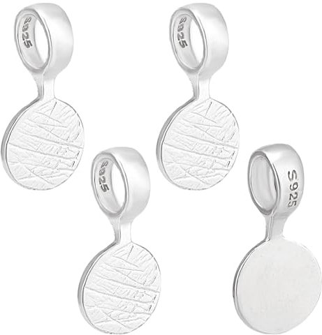 PH PandaHall 4 Stück 925 Sterling Silber Anhänger Zum Aufkleben Flache Pad Anhänger Anhänger Kleine Anhänger Anhänger Für Die Herstellung von Ohrringen Und Halsketten. 16x8mm