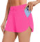 AKKQHH Sport Shorts Damen Sporthose Kurz mit Tasche Sommer Atmungsaktive Laufhose Schnelltrocknende Running Fitness Yoga Trainingshose Jogginghose(Gepudert,XL)