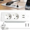 Dhqkqg Prise Encastrable Plan de Travail, Multiprise Encastrable avec USB-A et Type-C, Multiprise Encastrable de Table, Multiprise Intégrée avec Câble 2M, Multiprise pour Cuisine, Bureau, Blanc