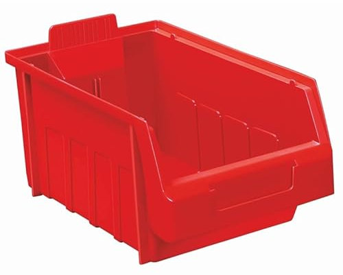 EQUIP247UK SIZE 4 STACKING STORAGE BINS PLASTIC PARTS BINS (10) (Red)