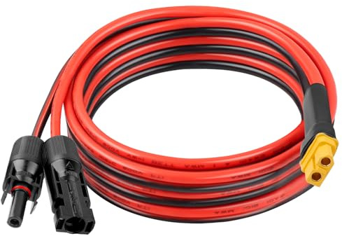 XT60 Solar-Verlängerungskabel, 10 AWG, 3 m, 6, 10, 15, 20, 25, 35, 40, 50, 75, 30 m, XT60 Solar-Verlängerungskabel, Buchse auf Stecker, für tragbare Powerstation, Solarpanel, RC LiFePO4-Batterie