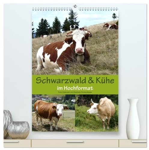 Schwarzwald und Kühe im Hochformat (hochwertiger Premium Wandkalender 2026 DIN A2 hoch), Kunstdruck in Hochglanz: Der Schwarzwald, die Heimat der Hinterwälder Kühe. (CALVENDO Tiere)