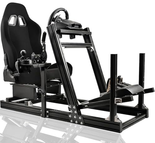 Dardoo G920 F1 Rennsimulator Cockpit mit Sitz, Robustes Profil 4080 Radkäfig Passend für Logitech G923,Thrustmaster Sim Racing Cockpit ohne Lenkrad, Pedal, Handbremse