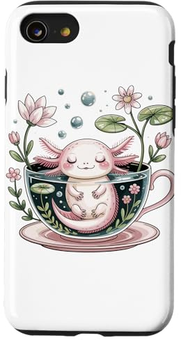 Floral Art Axolotl Teacup Salamander Axolotls Case for iPhone SE (2020) / 7 / 8