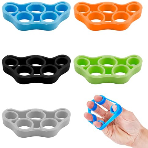 Finger Exerciser Hand Grip Strengthener, confezione da 5 anelli in silicone per dita rinforzanti, per alleviare lo stress, flessibilità delle dita, forza della mano e dell'avambraccio