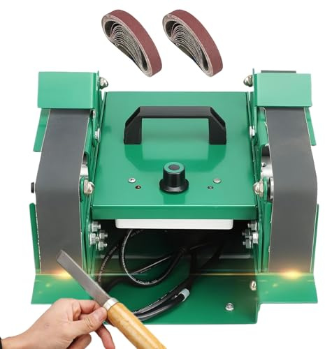 Levigatrice a nastro da banco a doppia testa, smerigliatrice elettrica da 800-12.000 giri/min con 20 nastri abrasivi, lucidatura multiangolare da 0 a 90°, utensile multifunzionale