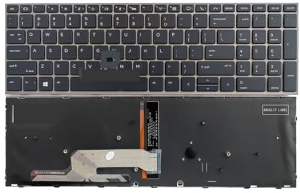 SHANGYG Spanische Tastatur mit Hintergrundbeleuchtung für HP ZBOOK 15 G5/15 G6/17 G5 Notebooks(US Hole Gray)