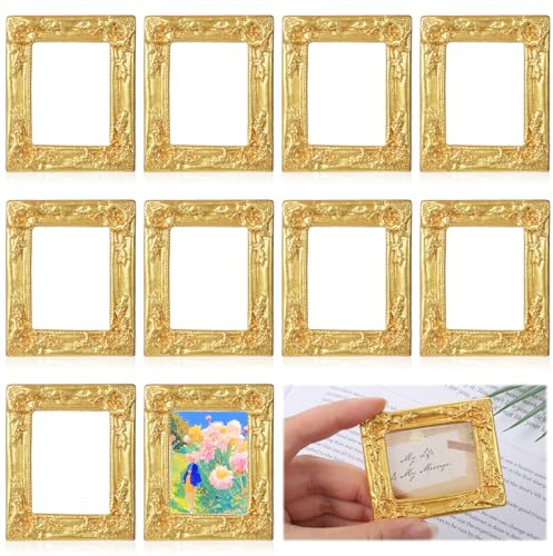 Tucnoeu 10er-Pack Mini Bilderrahmen Vintage, Miniatur Bilderrahmen, Mini Frames Gold | Für DIY-Dekoration, Fotografie, Heimdekor
