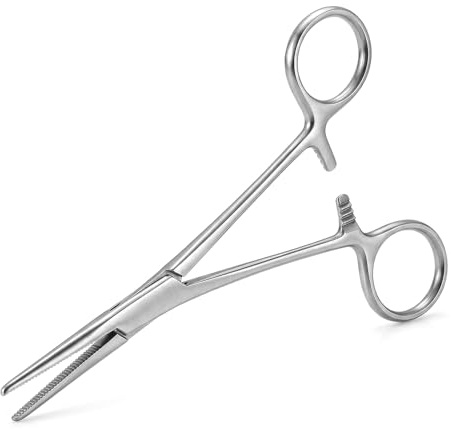 LEOUEANR 1Pcs Fishing Forceps, Hemostat Forceps Clamp in Straight Industrial Tweezers and Piercing Pliers Set Artery Clamp for Crafting Grooming & Piercing Accessories