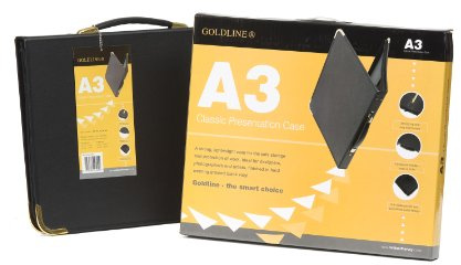 Clairefontaine - Ref PCJ1A3BKZ - Goldline Classic Presenation Case with Rings (25 Pockets) - A3 (420 x 297mm) Size, Rigid Grained Vinyl, 3 Rings - Black Colour