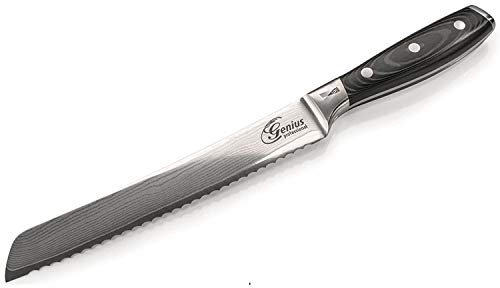 Genius Damaszener Brot - Messer | Damaszener-Stahl | 20,4 cm | Bekannt aus TV | NEU