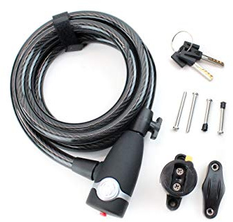 CONTEC Spiralkabelschloss EcoLoc SB-verpackt, 185cm lang, inkl. Halter Hochflexibles Stahlkabel mit strapazierfähiger Vinylbeschichtung, Ø 12mm, Sicherheitsstufe: 6