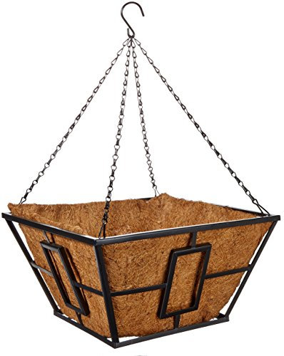 Panacea products corp-import 87850 14, Black, Square Contemporary Style Hanging Basket