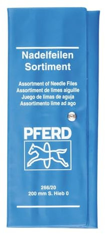 PFERD Präzisions-Nadelfeilen-Set, 12-teilig | Schweizer Hieb 0, 200mm | 12706102 – für die grobe Präzisionsbearbeitung, in Rolltasche