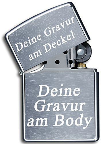 3Dglas Original Zippo mit Text Gravur | Chrom gebürstet