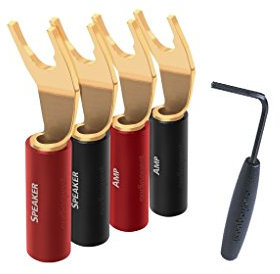 AudioQuest SureGrip® 100 Multi-Spade Speaker Connectors - Fits up to 9 AWG Speaker Cables - Gold - Set of 8
