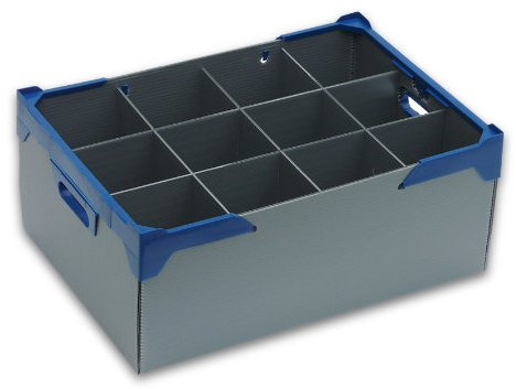 Glassjacks Glassware Storage Box - 12 Cells/Compartments, Max Width 111mm, Max Height 190mm, Silver Industrial Style, L500mm x W340mm x H200mm (Internal), L520mm W360mm H210mm (External)