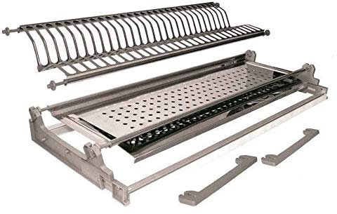 Inox - Escurreplatos para mueble con sujeción de muelles de 76 ml de acero inoxidable con estructura fabricada en Italia