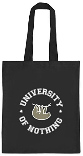 ShirtStreet Faultier natur Jutebeutel Stoffbeutel mit University Of Nothing Motiv, Größe: onesize,schwarz natur